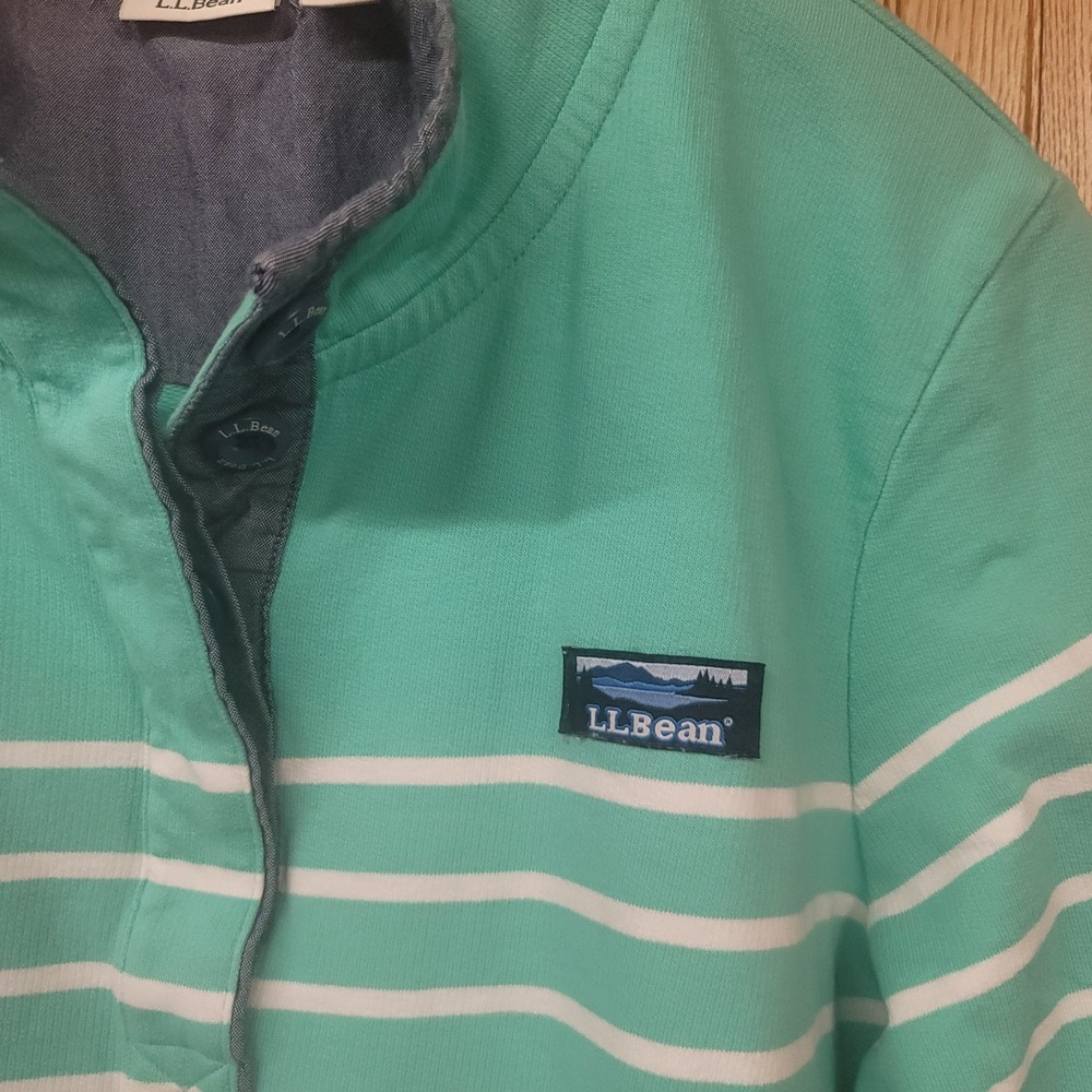 LL Bean Womens XL Teal Blue Ombre Coastal Preppy Gorpcore Heritage Pullover - Picture 4 of 7